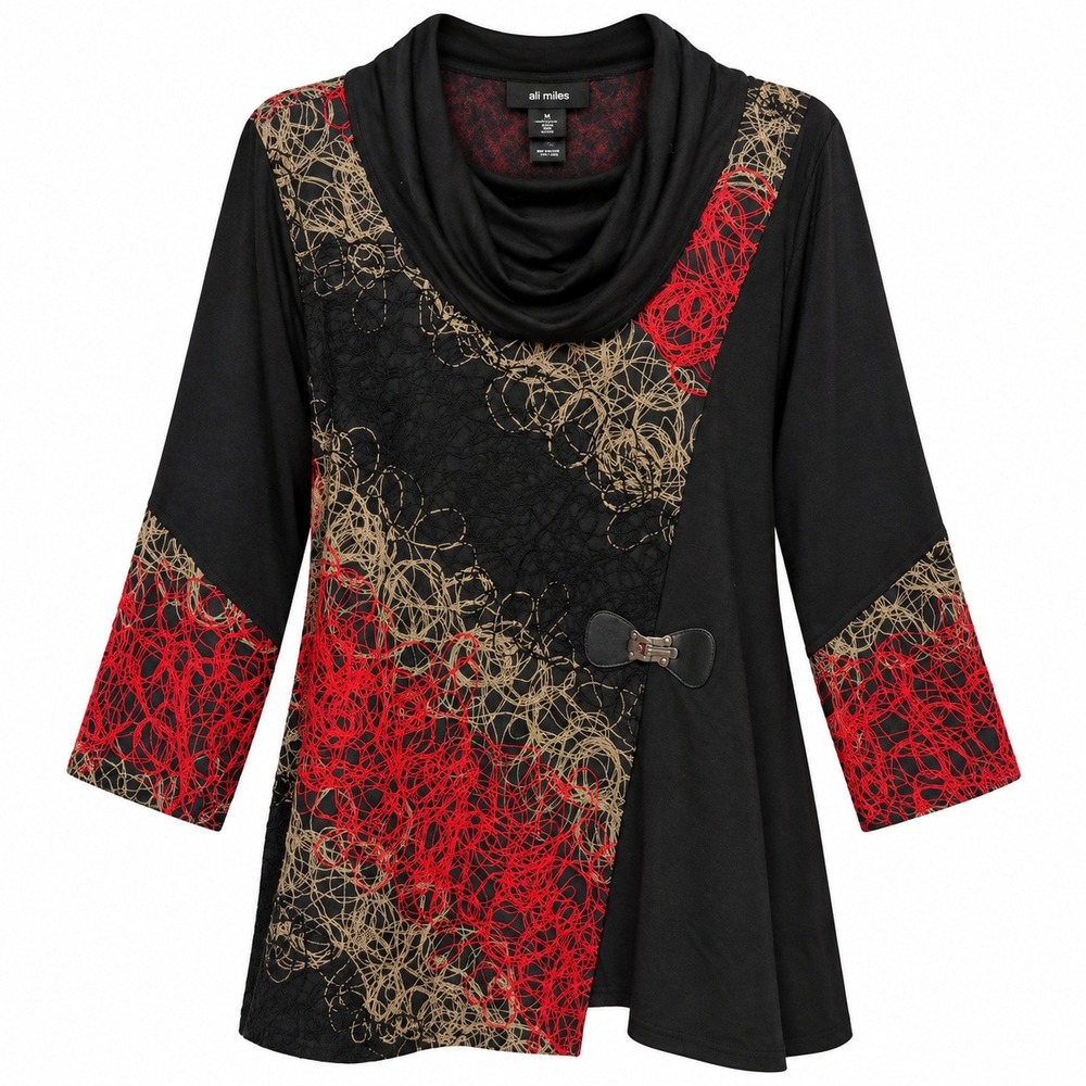 Ali Miles Lagenlook Avant Garde Tunic Women 2X Whimsigoth Art to Wear Abstract